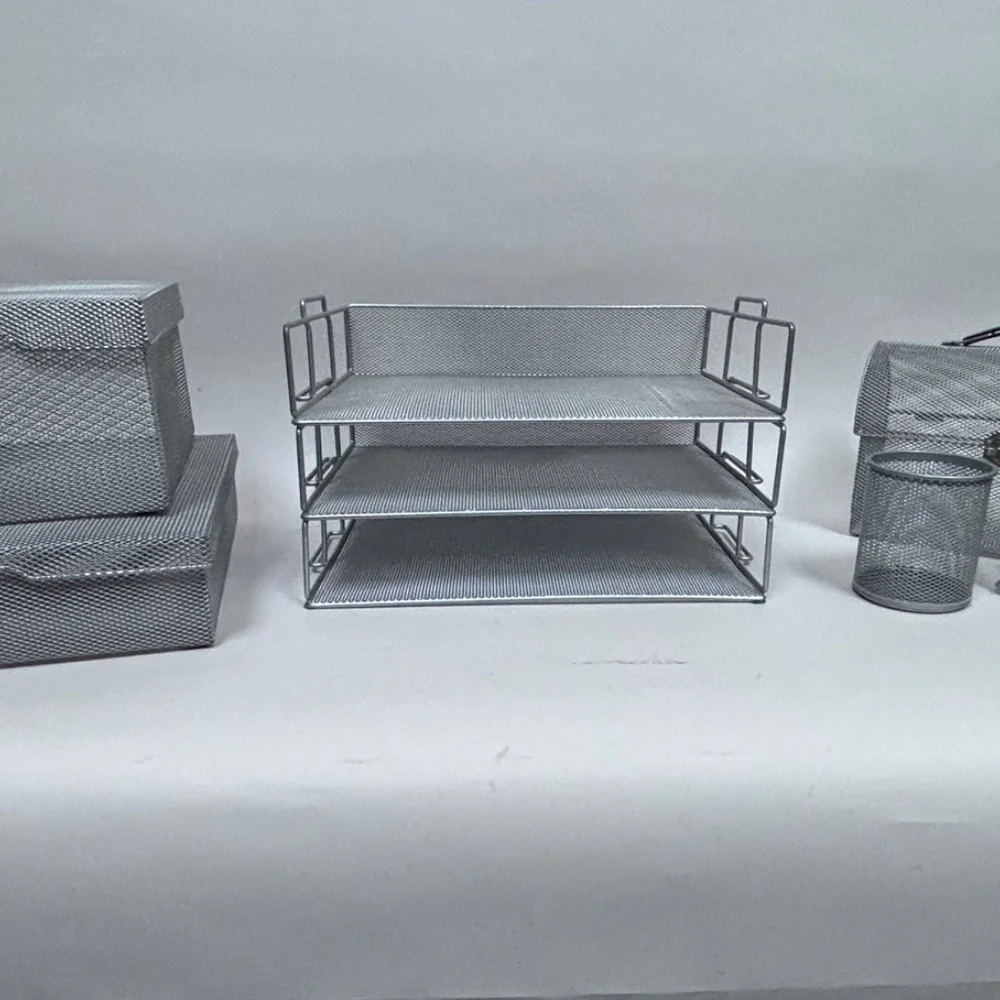Silver Mesh Desk Storage Containers - Picture 10 of 11